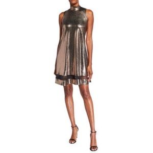 SIGNATURE by Bobbie Bee Metallic Sleeveless Mock Neck Cocktail Shift Dress PM